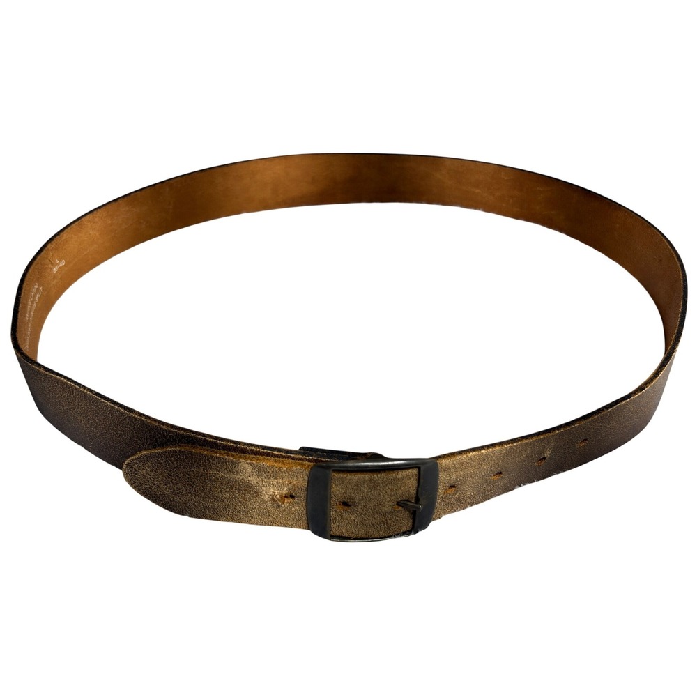Distressed Leather Belt Womens L 38-40 Brown Antique Latigo Floral Embossed Boho